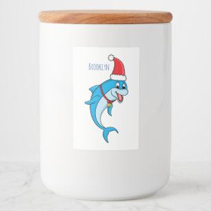 Rótulo Para Comida Golfinho bonito com desenho animado de Papai Noel