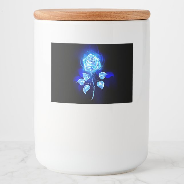Rótulo Para Comida Gravação de Rosa Azul (Frente)