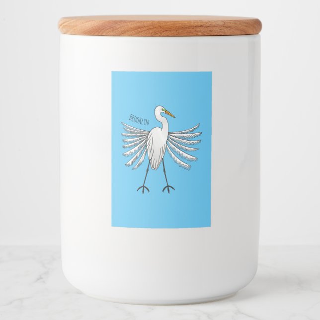 Rótulo Para Comida Great egret bird cartoon illustration  (Frente)