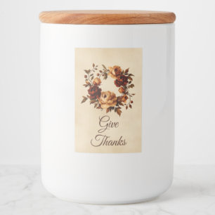 Rótulo Para Comida Grinalda Floral Elegante de Outono Dê Graças