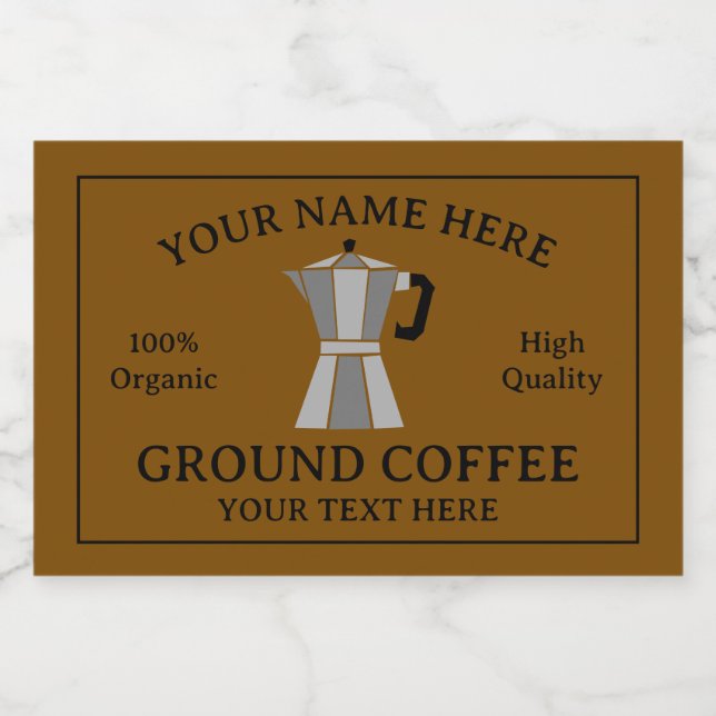 Rótulo Para Comida Ground coffee food label template with moka pot (Rótulo Único)