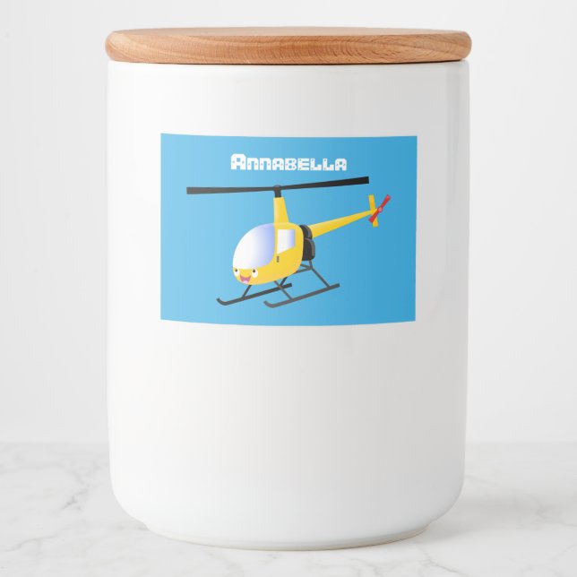 Rótulo Para Comida Helicóptero de animação amarelo giro (Frente)