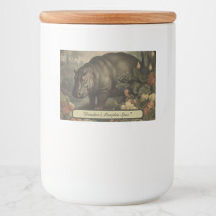 Rótulo Para Comida Hippo Botânico Vintage, personalizável