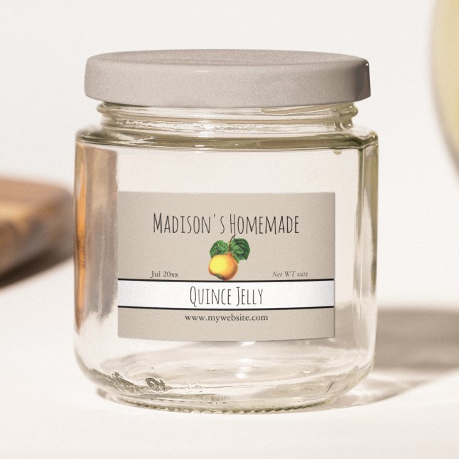 Rótulo Para Comida Homemade Quince Jelly Labels (Criador carregado)