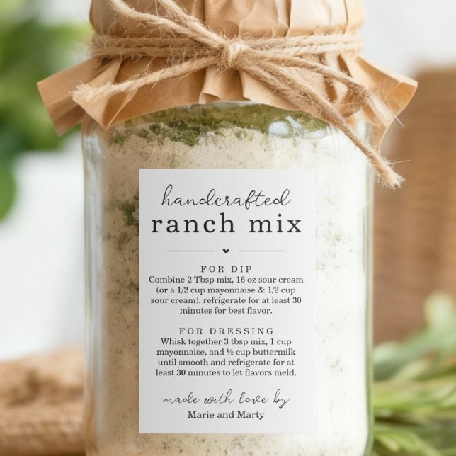 Rótulo Para Comida Homemade Ranch Mix Gift Labels (Criador carregado)