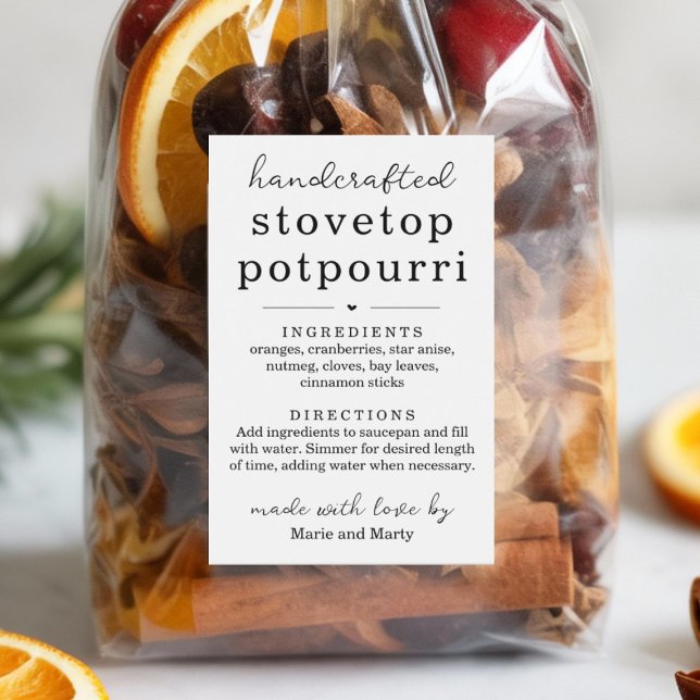 Rótulo Para Comida Homemade Stovetop Potpourri Gift Labels (Criador carregado)