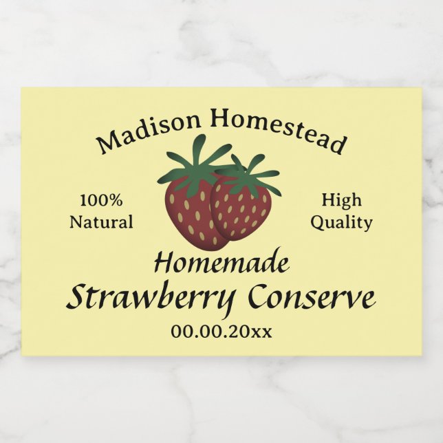 Rótulo Para Comida Homestead Strawberry Conserve Jelly modelo (Rótulo Único)