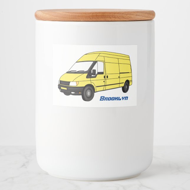 Rótulo Para Comida Ilustração de carrinha de entrega (Frente)