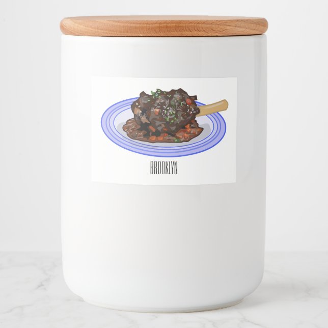 Rótulo Para Comida Ilustração de desenho animado com haste de borrego (Frente)