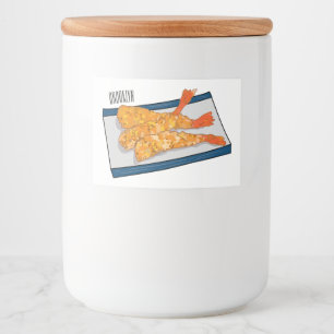 Rótulo Para Comida Ilustração de desenho animado da tempura do Shrimp