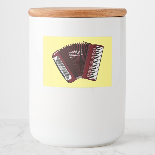 Rótulo Para Comida Ilustração de desenho animado de Accordion (Frente)