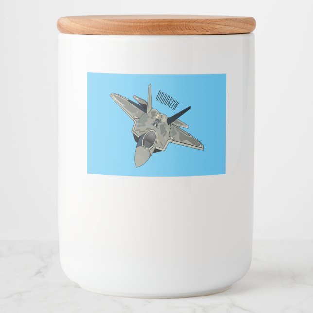 Rótulo Para Comida Ilustração de desenho animado de aeronaves de comb (Frente)