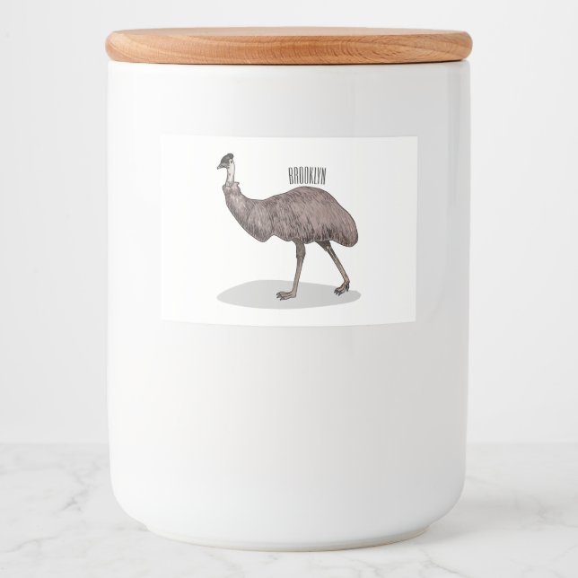 Rótulo Para Comida Ilustração de desenho animado de aves da Emu (Frente)