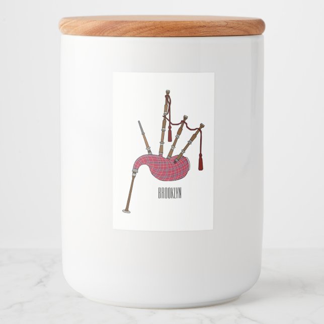 Rótulo Para Comida Ilustração de desenho animado de Bagpipe (Frente)