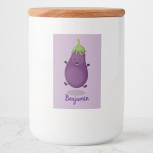 Rótulo Para Comida Ilustração de desenho animado de beringela feliz