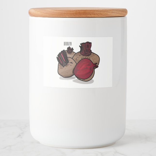 Rótulo Para Comida Ilustração de desenho animado de beterraba (Frente)