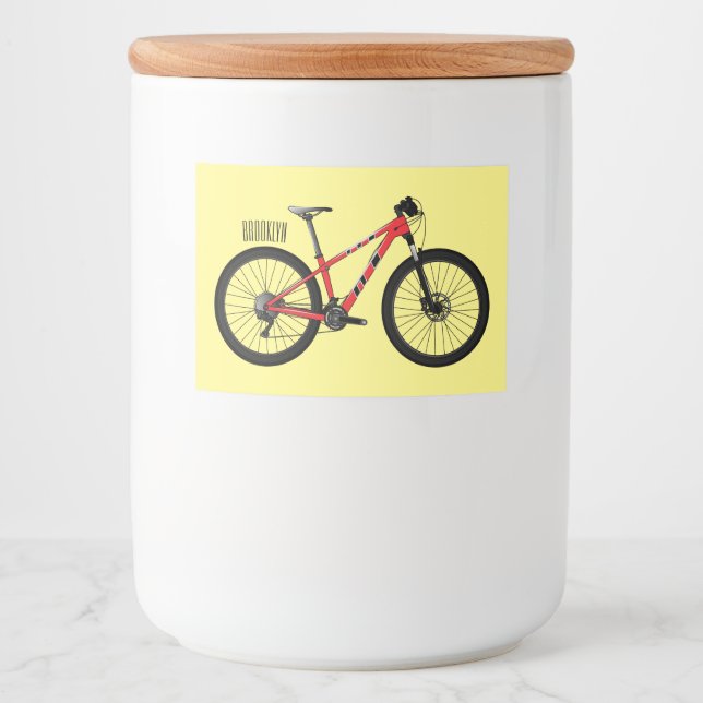 Rótulo Para Comida Ilustração de desenho animado de bicicleta (Frente)