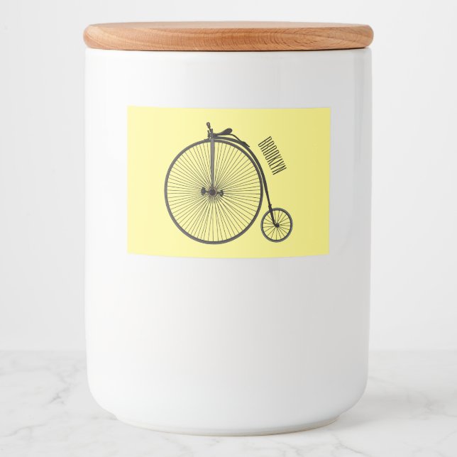 Rótulo Para Comida Ilustração de desenho animado de bicicleta de alta (Frente)