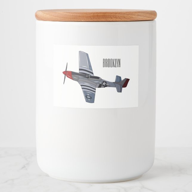 Rótulo Para Comida Ilustração de desenho animado de bombardeiro (Frente)