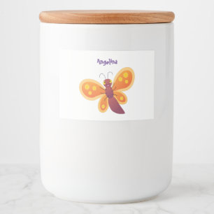 Rótulo Para Comida Ilustração de desenho animado de borboleta laranja