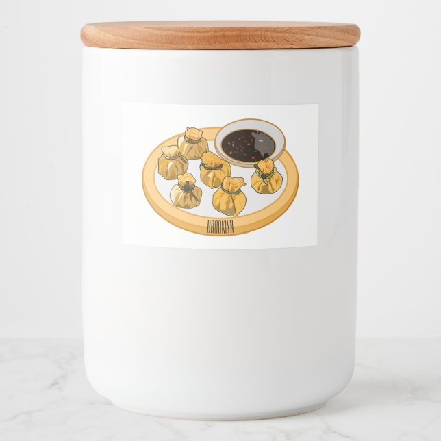 Rótulo Para Comida Ilustração de desenho animado de camarão tailandês (Frente)