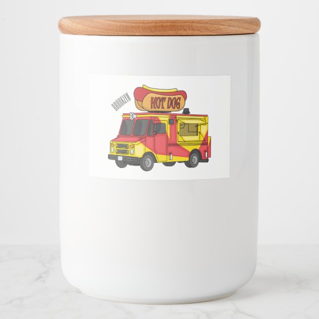 Rótulo Para Comida Ilustração de desenho animado de caminhão com comi (Frente)