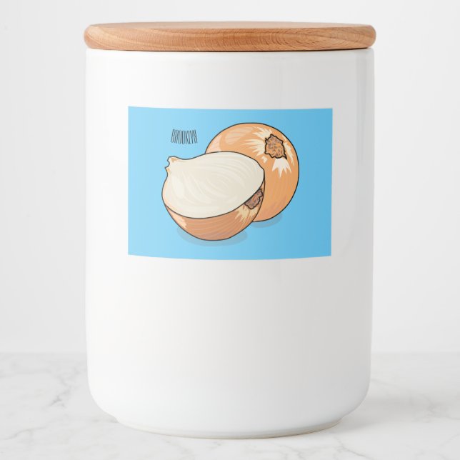 Rótulo Para Comida Ilustração de desenho animado de cebola (Frente)