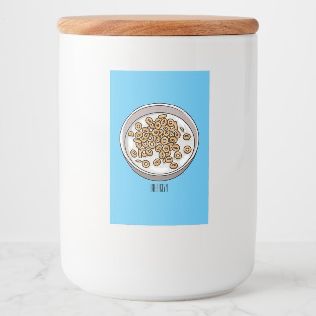 Rótulo Para Comida Ilustração de desenho animado de cereais (Frente)