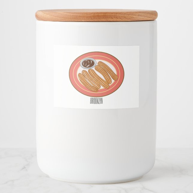 Rótulo Para Comida Ilustração de desenho animado de Churro (Frente)