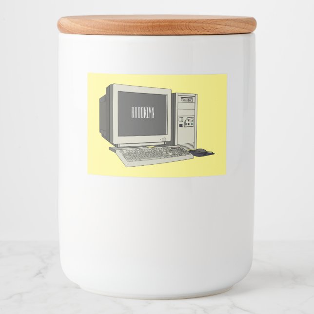 Rótulo Para Comida Ilustração de desenho animado de computador (Frente)