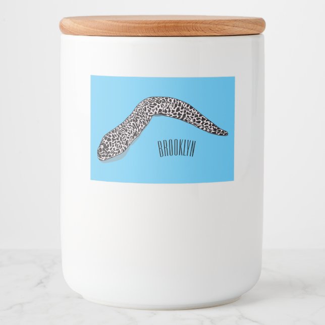 Rótulo Para Comida Ilustração de desenho animado de enguia-de-moray (Frente)