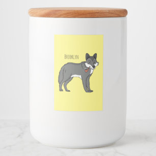 Rótulo Para Comida Ilustração de desenho animado de lobo cinzento com