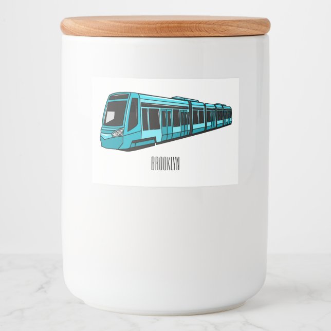 Rótulo Para Comida Ilustração de desenho animado de locomotiva elétri (Frente)