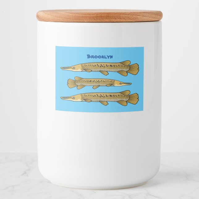 Rótulo Para Comida Ilustração de desenho animado de marisco de jacaré (Frente)