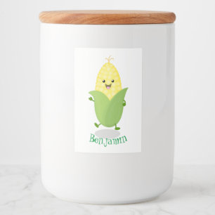 Rótulo Para Comida Ilustração de desenho animado de milho feliz