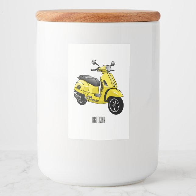 Rótulo Para Comida Ilustração de desenho animado de motocicleta (Frente)