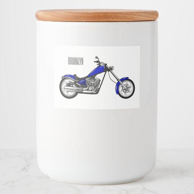 Rótulo Para Comida Ilustração de desenho animado de motocicleta Chopp (Frente)