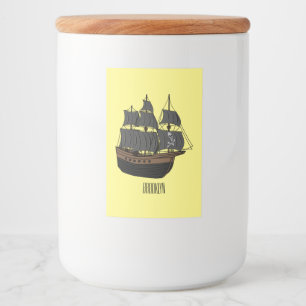 Rótulo Para Comida Ilustração de desenho animado de navio pirata
