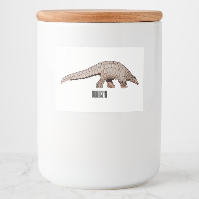 Rótulo Para Comida Ilustração de desenho animado de Pangolin (Frente)