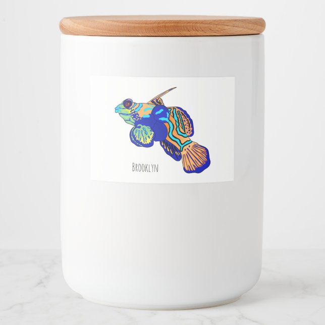 Rótulo Para Comida ilustração de desenho animado de peixe-mandarim (Frente)