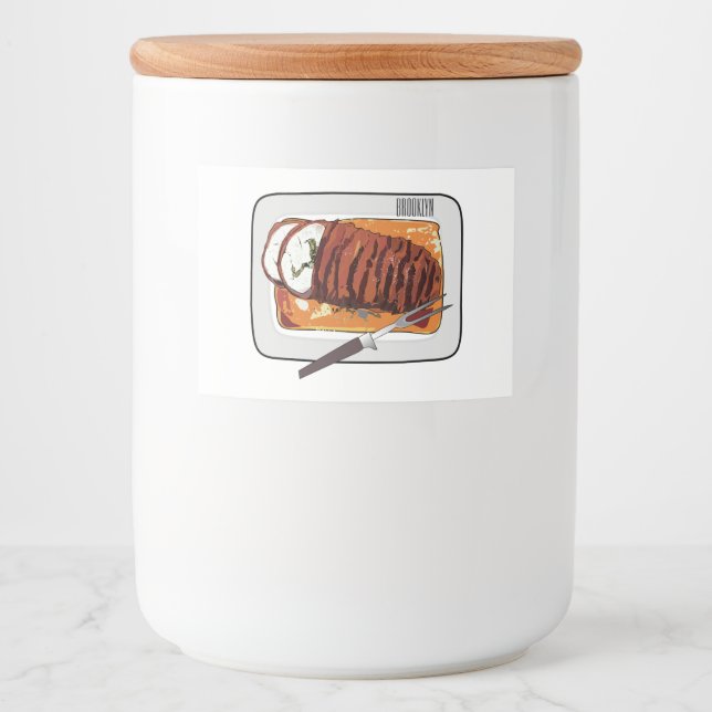 Rótulo Para Comida Ilustração de desenho animado de peru-bravo (Frente)