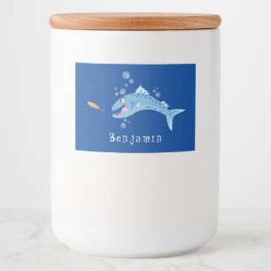 Rótulo Para Comida Ilustração de desenho animado de pesca com fome 