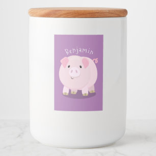 Rótulo Para Comida Ilustração de desenho animado de porco com barri