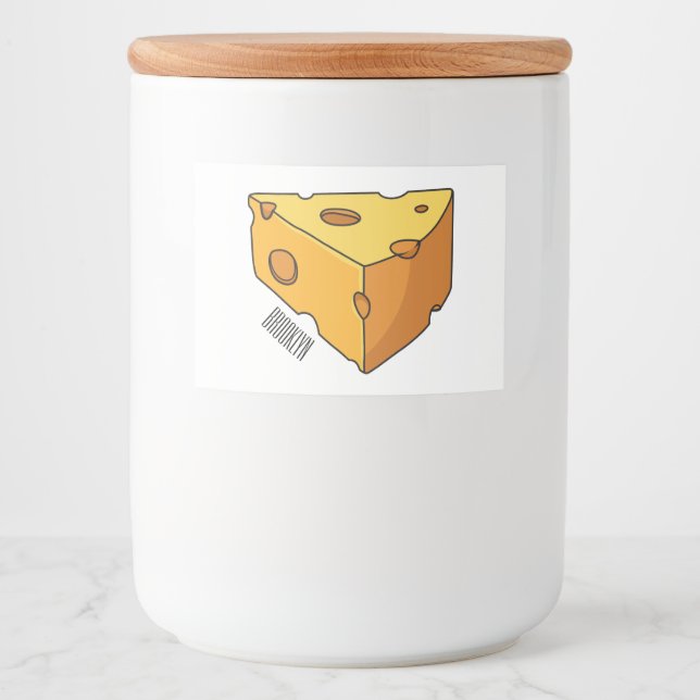 Rótulo Para Comida Ilustração de desenho animado de queijo (Frente)
