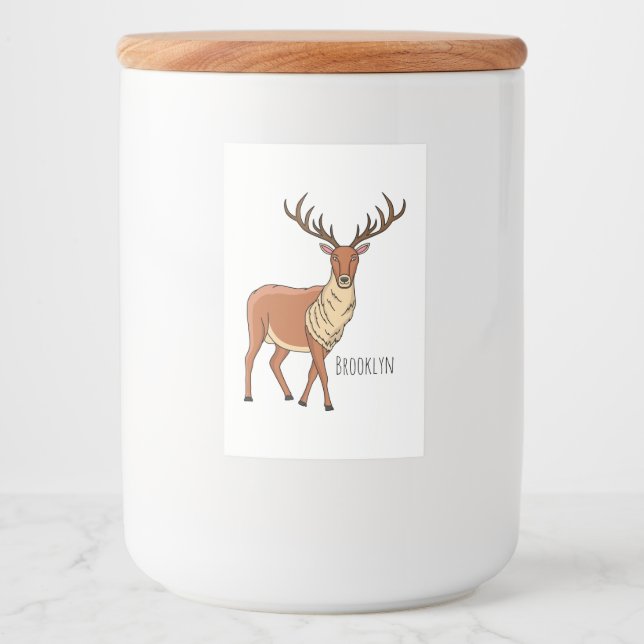 Rótulo Para Comida Ilustração de desenho animado de rena (Frente)