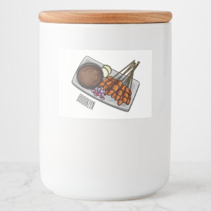 Rótulo Para Comida Ilustração de desenho animado de Satay