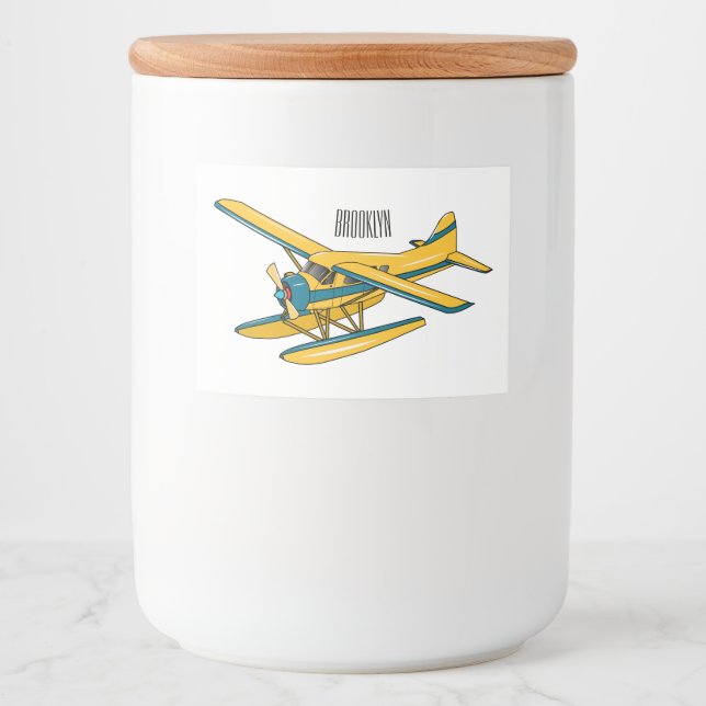 Rótulo Para Comida Ilustração de desenho animado de Seaplane (Frente)