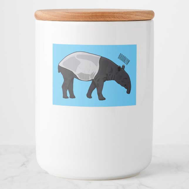 Rótulo Para Comida Ilustração de desenho animado de Tapir (Frente)