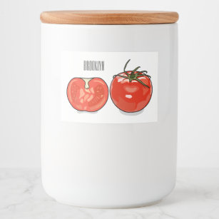 Rótulo Para Comida Ilustração de desenho animado de tomate