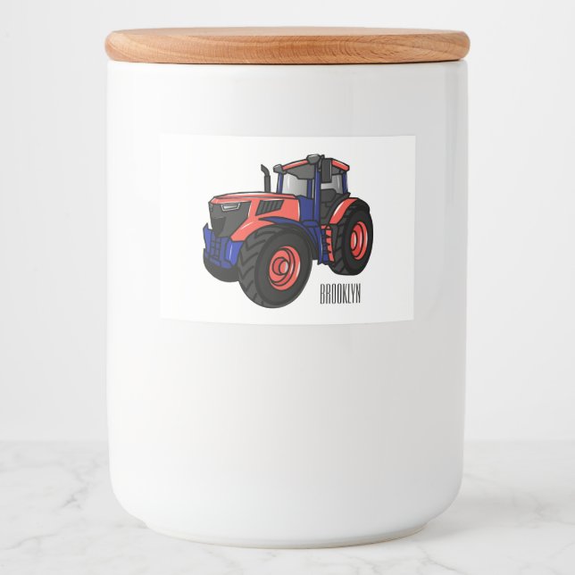 Rótulo Para Comida Ilustração de desenho animado de trator (Frente)